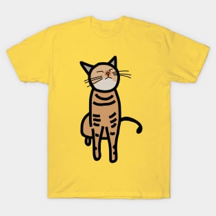 Gold Cat Thick Black Line Drawing T-Shirt